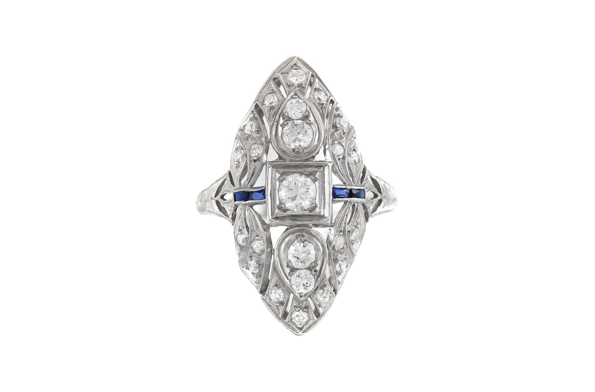 Antique Art Deco 1930s 1.00 Carat Diamond Openwork Dinner Ring