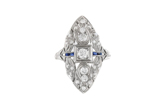 Antique Art Deco 1930s 1.00 Carat Diamond Openwork Dinner Ring