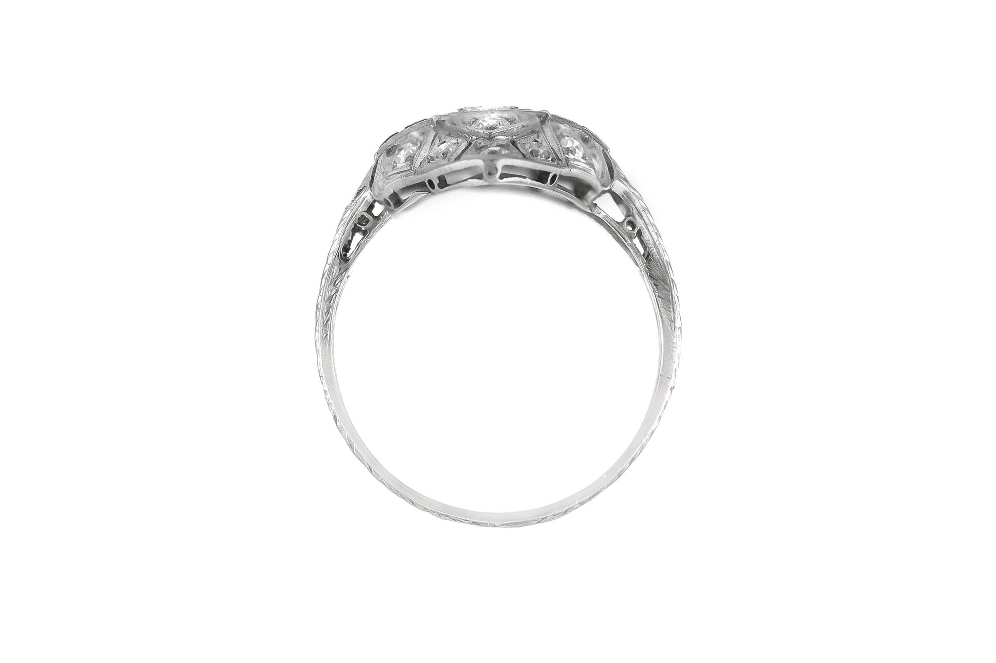 Antique Art Deco 1930s 1.00 Carat Diamond Openwork Dinner Ring