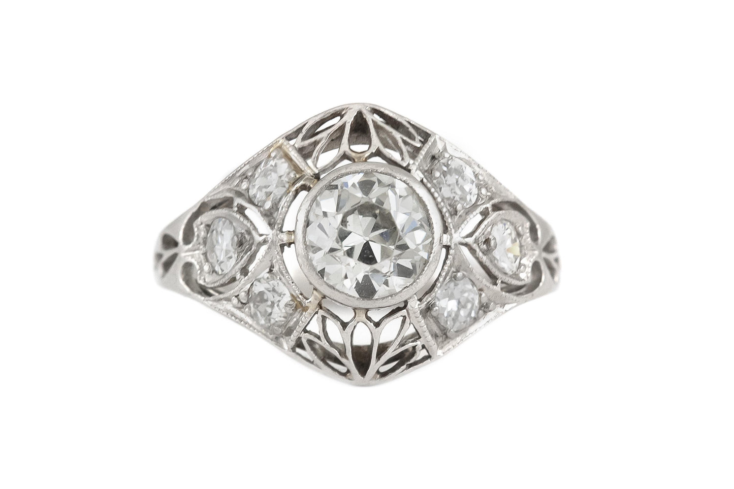 Antique Edwardian 1900s 1.00 Carat Old European Cut Diamond Ring