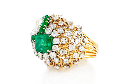 Vintage 1960s David Webb Emerald and Diamond Ring