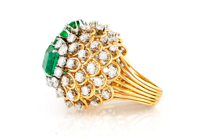 Vintage 1960s David Webb Emerald and Diamond Ring