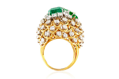 Vintage 1960s David Webb Emerald and Diamond Ring