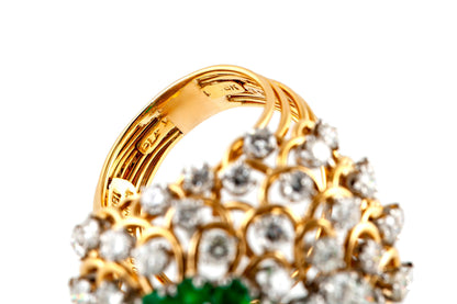 Vintage 1960s David Webb Emerald and Diamond Ring