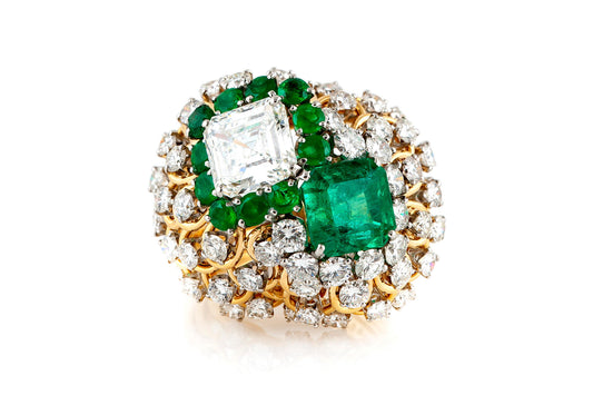 Vintage 1960s David Webb Emerald and Diamond Ring