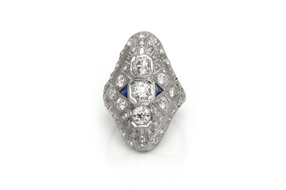 Antique Art Deco 1920s 3.50 Carat Diamond Dinner Ring