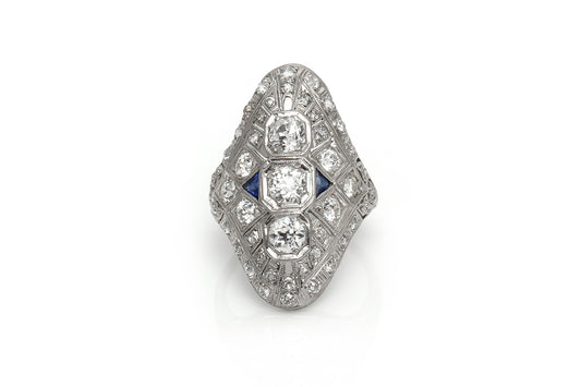Antique Art Deco 1920s 3.50 Carat Diamond Dinner Ring