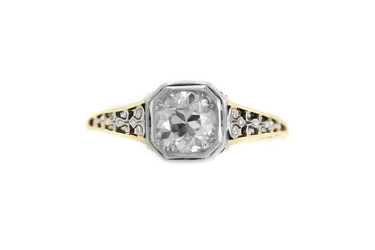 Antique Edwardian 1900s 0.71 Carat Old European Cut Diamond Engagement Ring