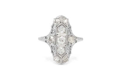 Antique Art Deco 1920s 1.50 Carat Diamond Dinner Ring