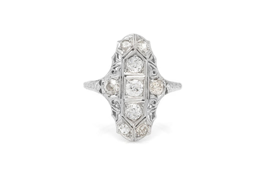 Antique Art Deco 1920s 1.50 Carat Diamond Dinner Ring