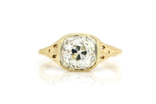 Antique Edwardian 1900s 1.56 Carat Old Mine Cut Diamond Engagement Ring