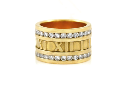 Vintage 1990s Tiffany & Co. Atlas Roman Numeric Ring with Diamonds