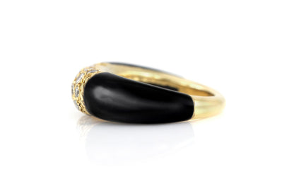 Vintage 1980s Van Cleef & Arpels Philippine Ring in Black Onyx and Diamonds