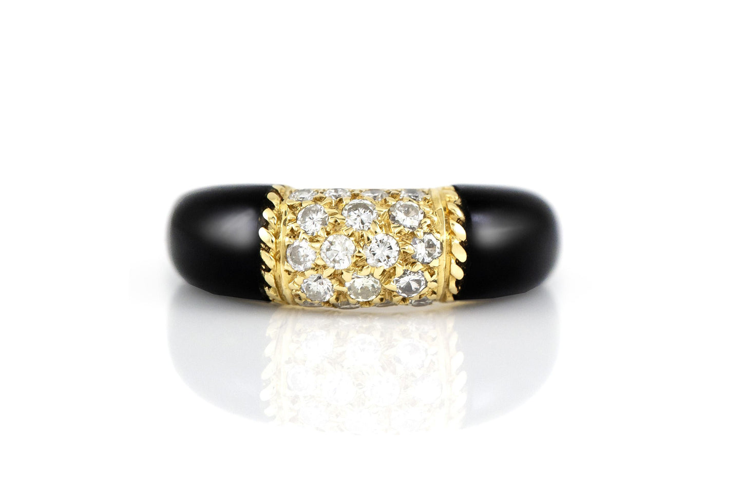 Vintage 1980s Van Cleef & Arpels Philippine Ring in Black Onyx and Diamonds