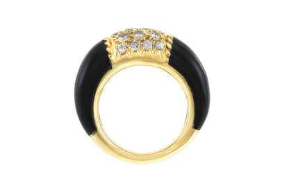 Vintage 1980s Van Cleef & Arpels Philippine Ring in Black Onyx and Diamonds