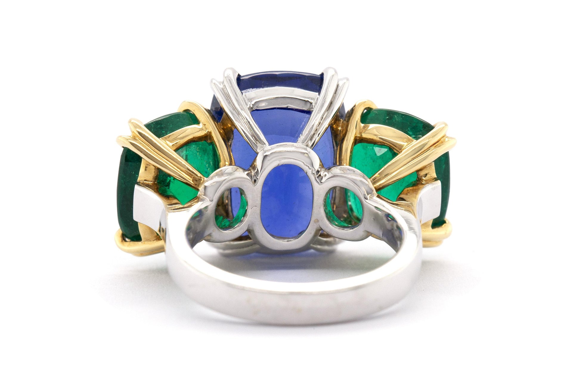 15.11 Carat Burma Sapphire & 9.07 Carat Colombian Emeralds Ring