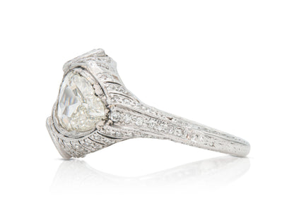 Antique Edwardian 1900s 2.65 Carat Pear-Shaped Diamonds Ring