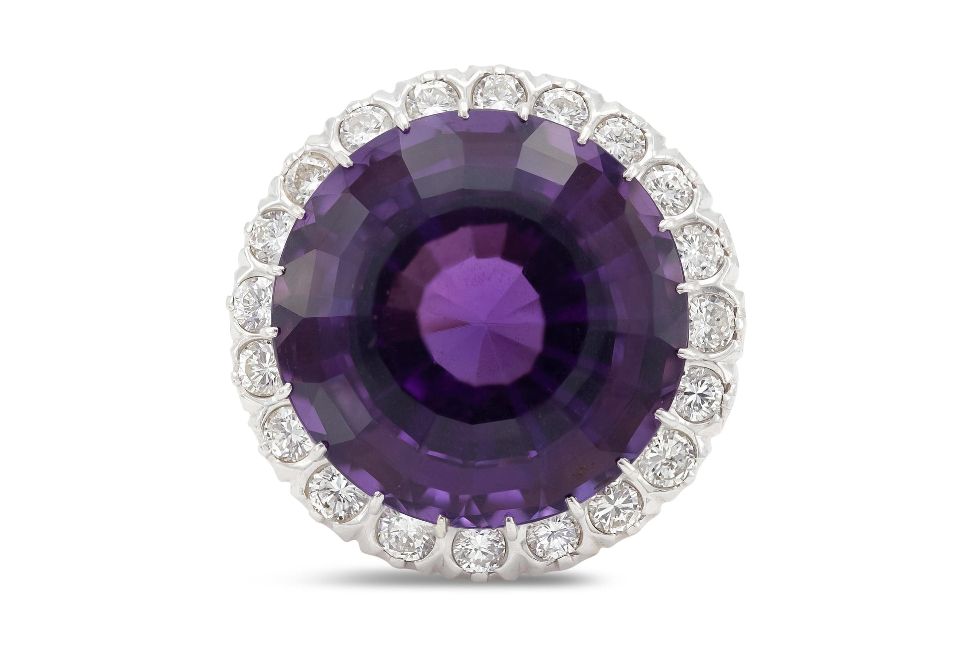 Vintage 1940s Retro 20.00 Carat Amethyst Ring with Diamonds