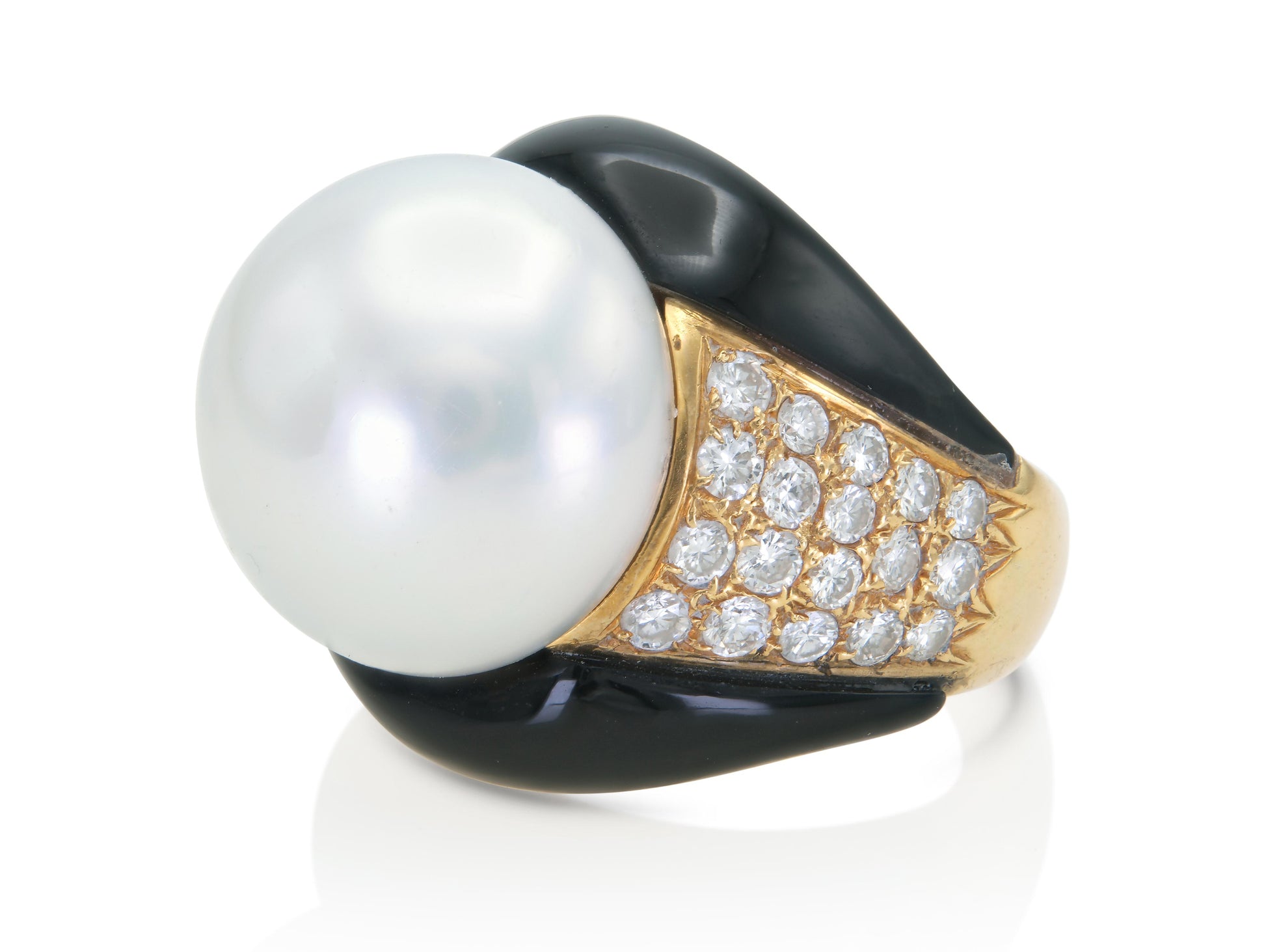Vintage 1980s Pearl, Diamond & Onyx