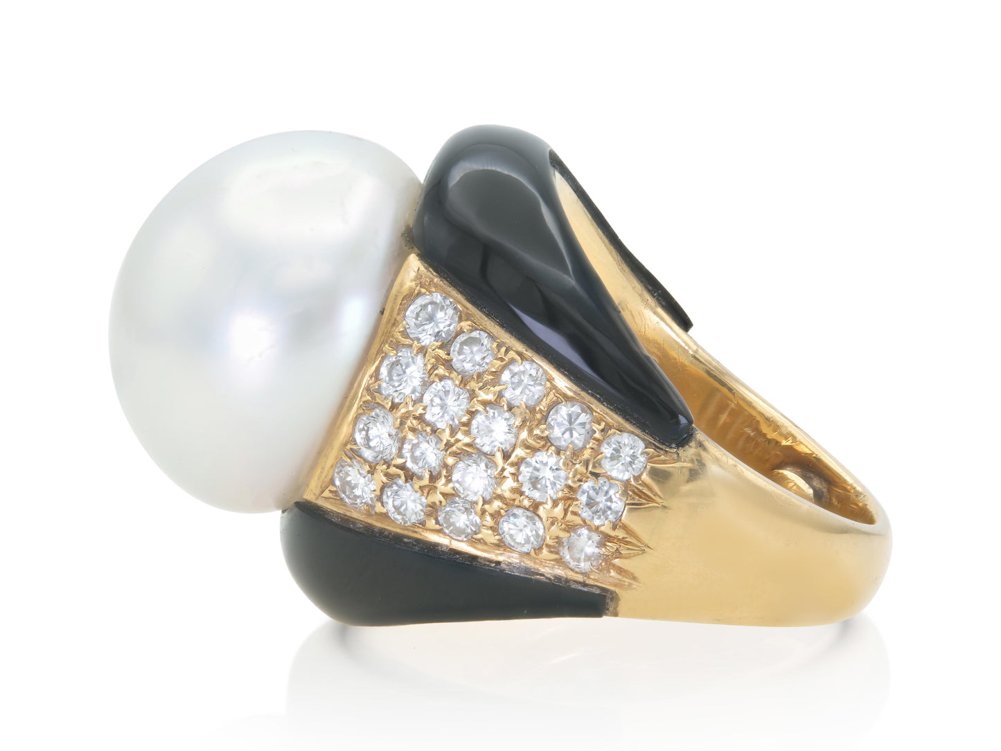 Vintage 1980s Pearl, Diamond & Onyx