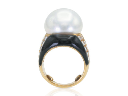 Vintage 1980s Pearl, Diamond & Onyx