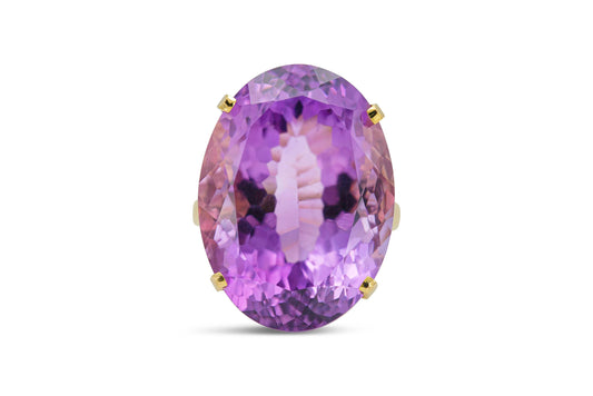 Vintage 1940s Retro 35.00 Carat Oval Cut Amethyst Ring