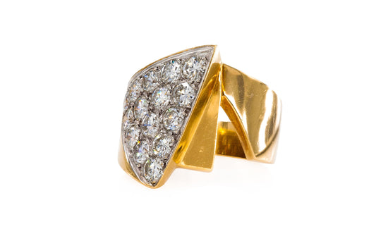 Vintage 1970s Gold and 2.20 Carat Diamond Ring