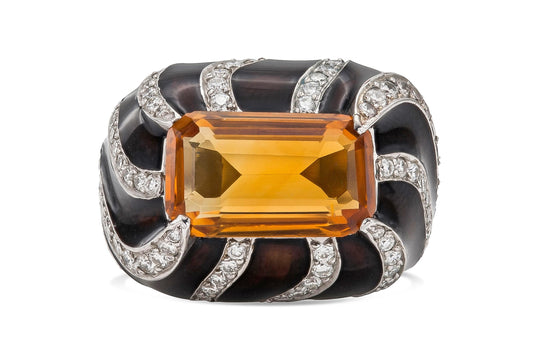 Vintage 1970s Citrine Zebra Ring