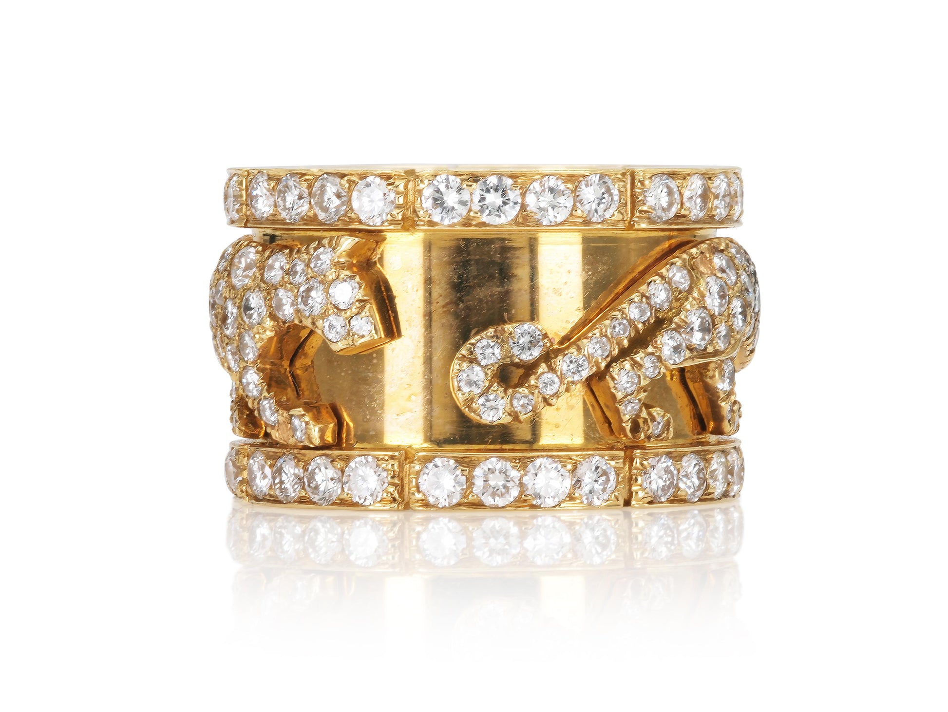 Vintage Cartier Walking Panthere Ring with Diamonds