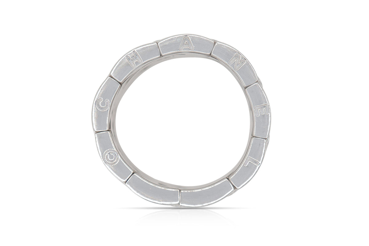 Chanel Stackable Ring Chanel Matelasse Quilted Semi-Flexible Ring with Diamonds – Eric ...