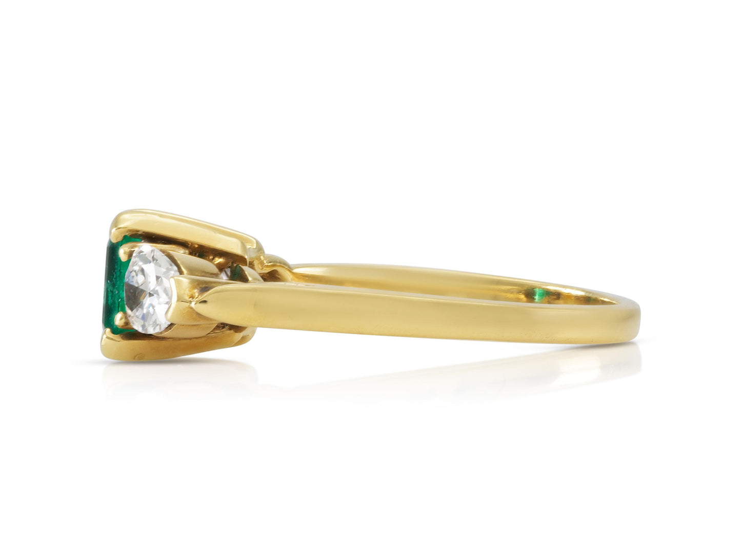 1.06 Carat Emerald cut Ring With Pear Shaped Diamonds