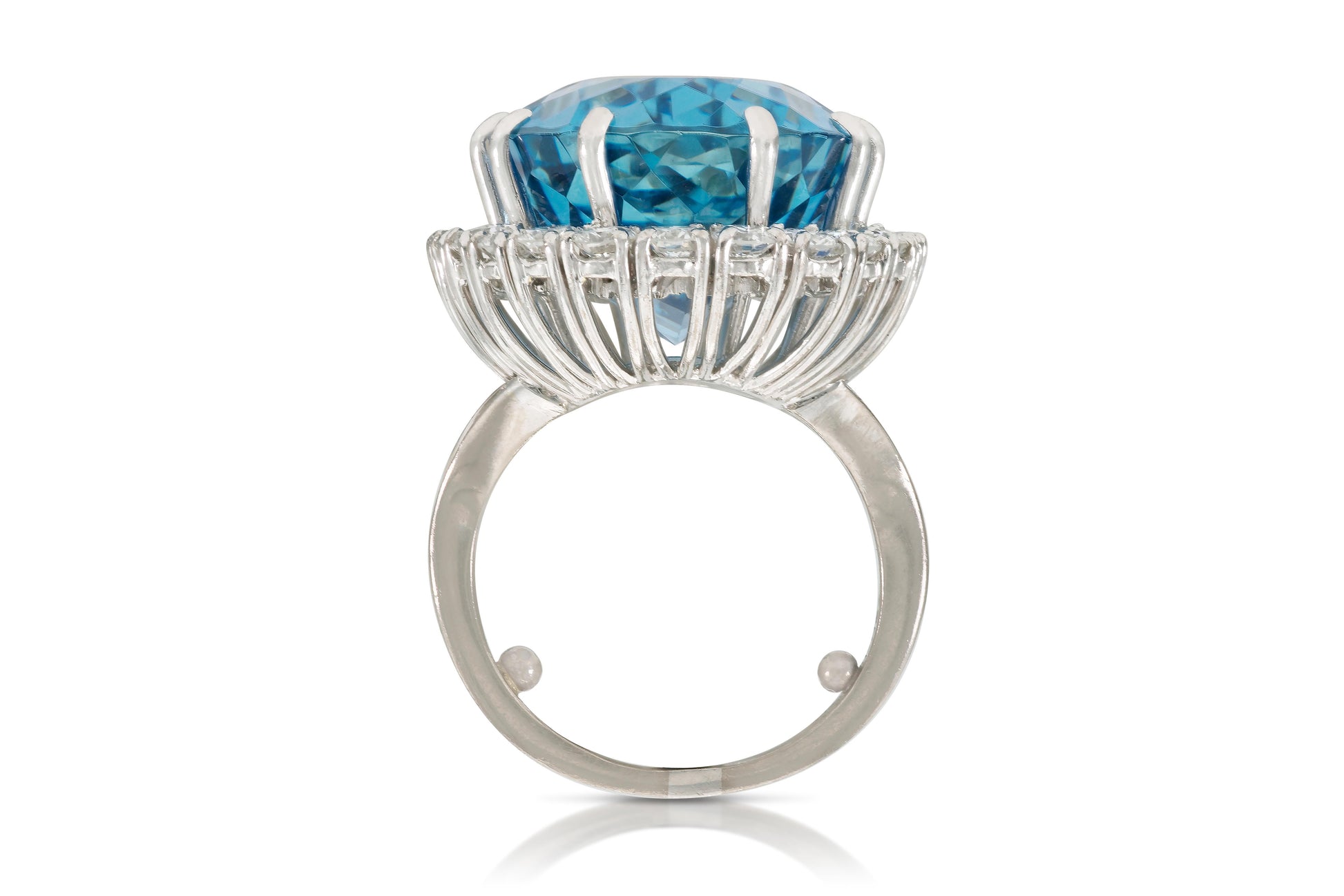 Vintage 1940s Asprey 35.00 Carat Aquamarine Ring with Diamonds