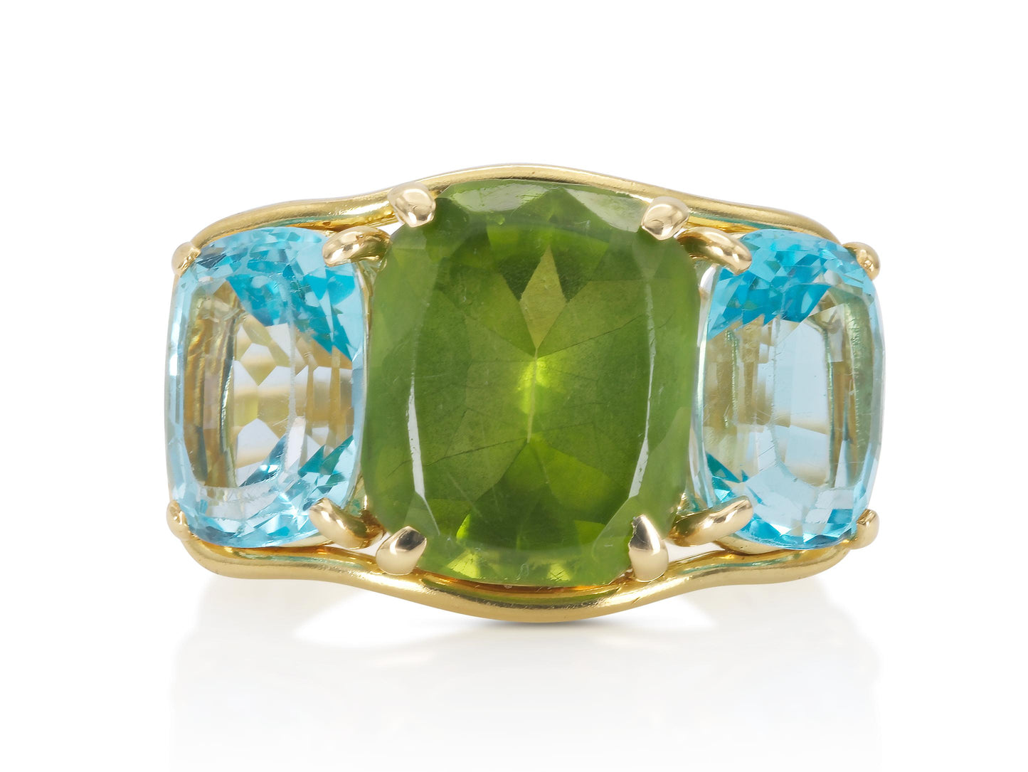 Verdura Peridot and Blue Topaz Ring