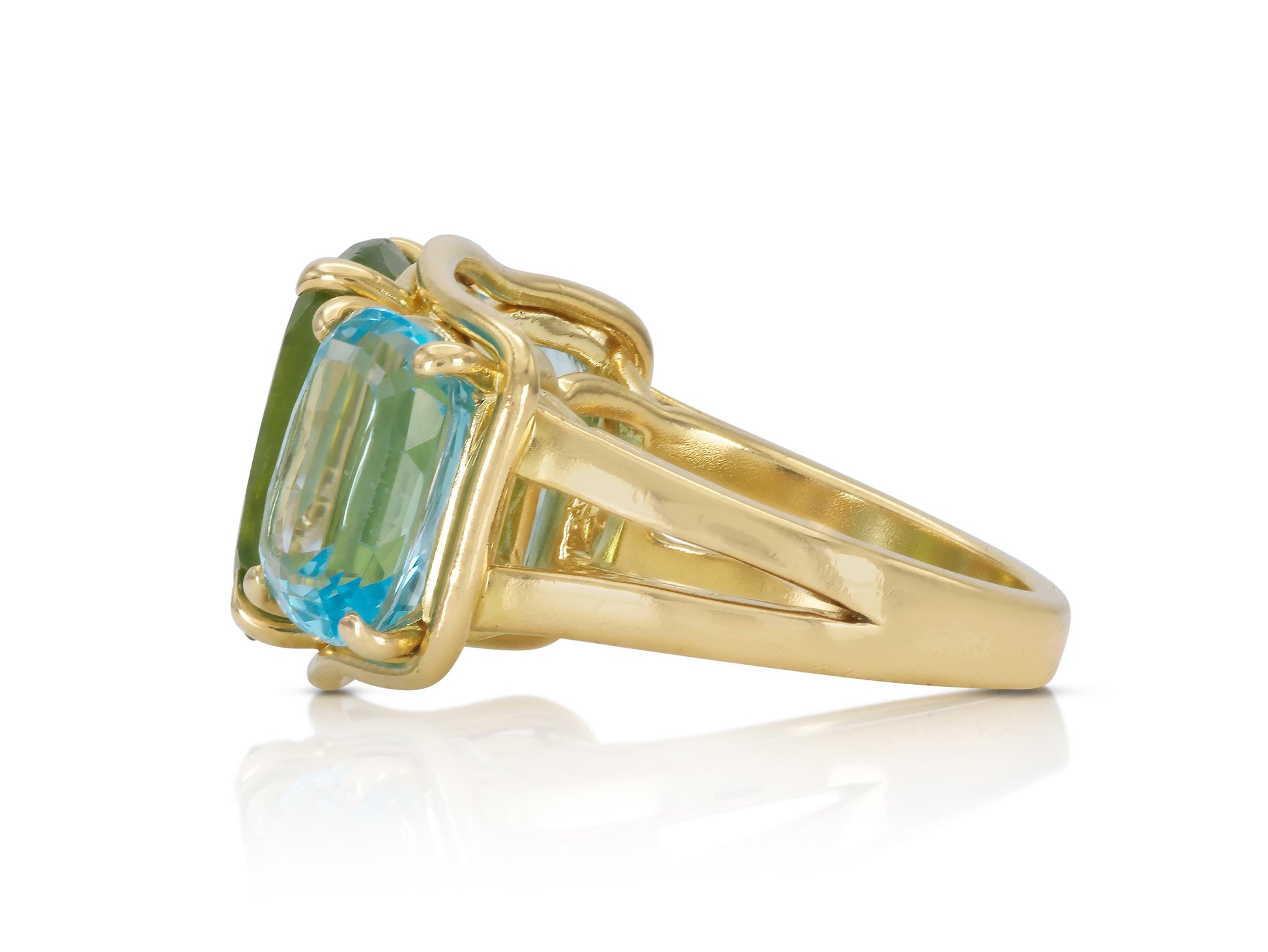 Verdura Peridot and Blue Topaz Ring