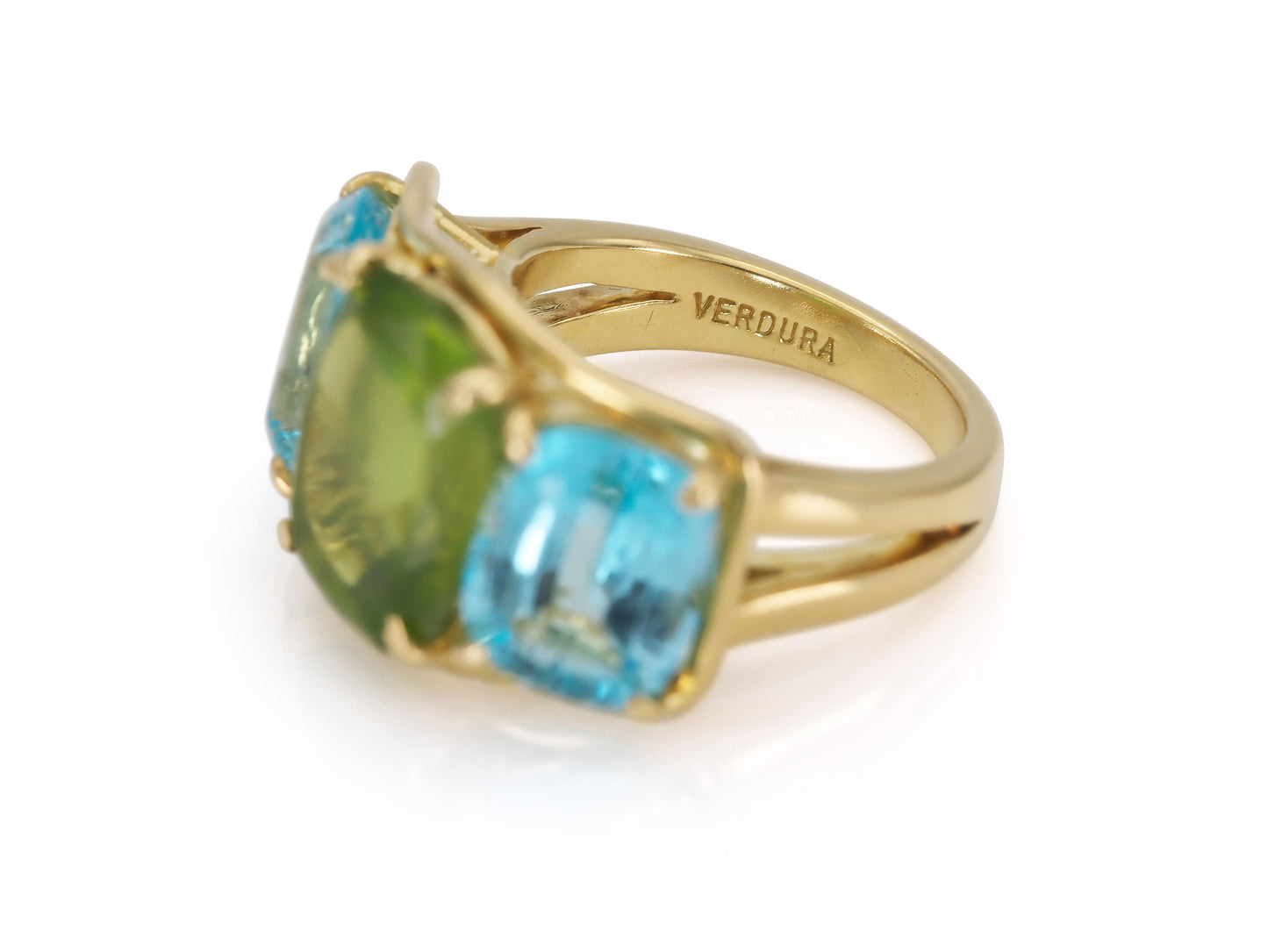 Verdura Peridot and Blue Topaz Ring