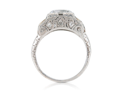 Antique Art Deco 1.62 Carat Old European Cut Diamond Engagement Ring