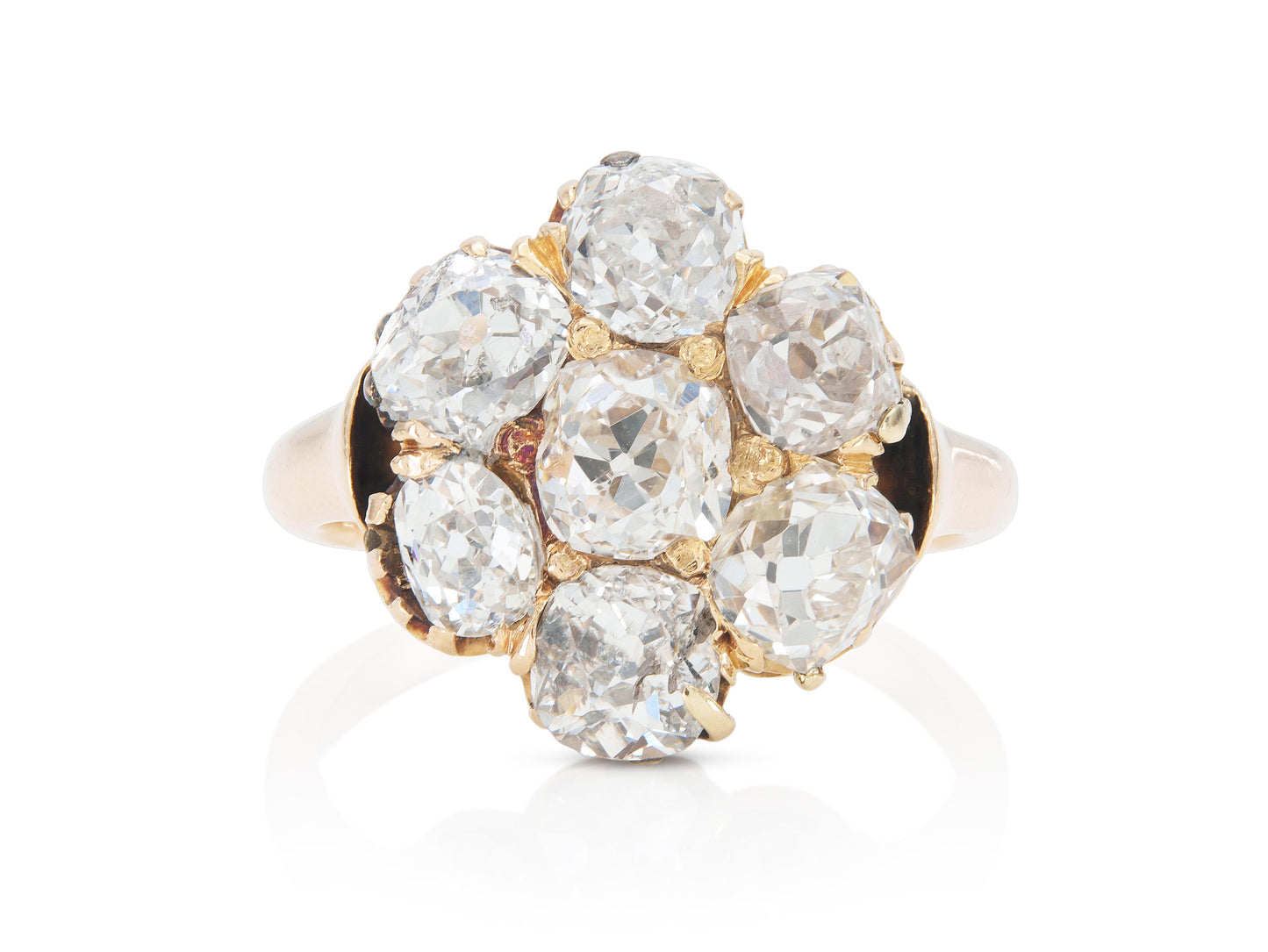 Antique Victorian 3.50 Carat Diamond Cluster Flower Ring