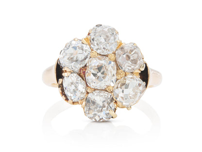 Antique Victorian 3.50 Carat Diamond Cluster Flower Ring