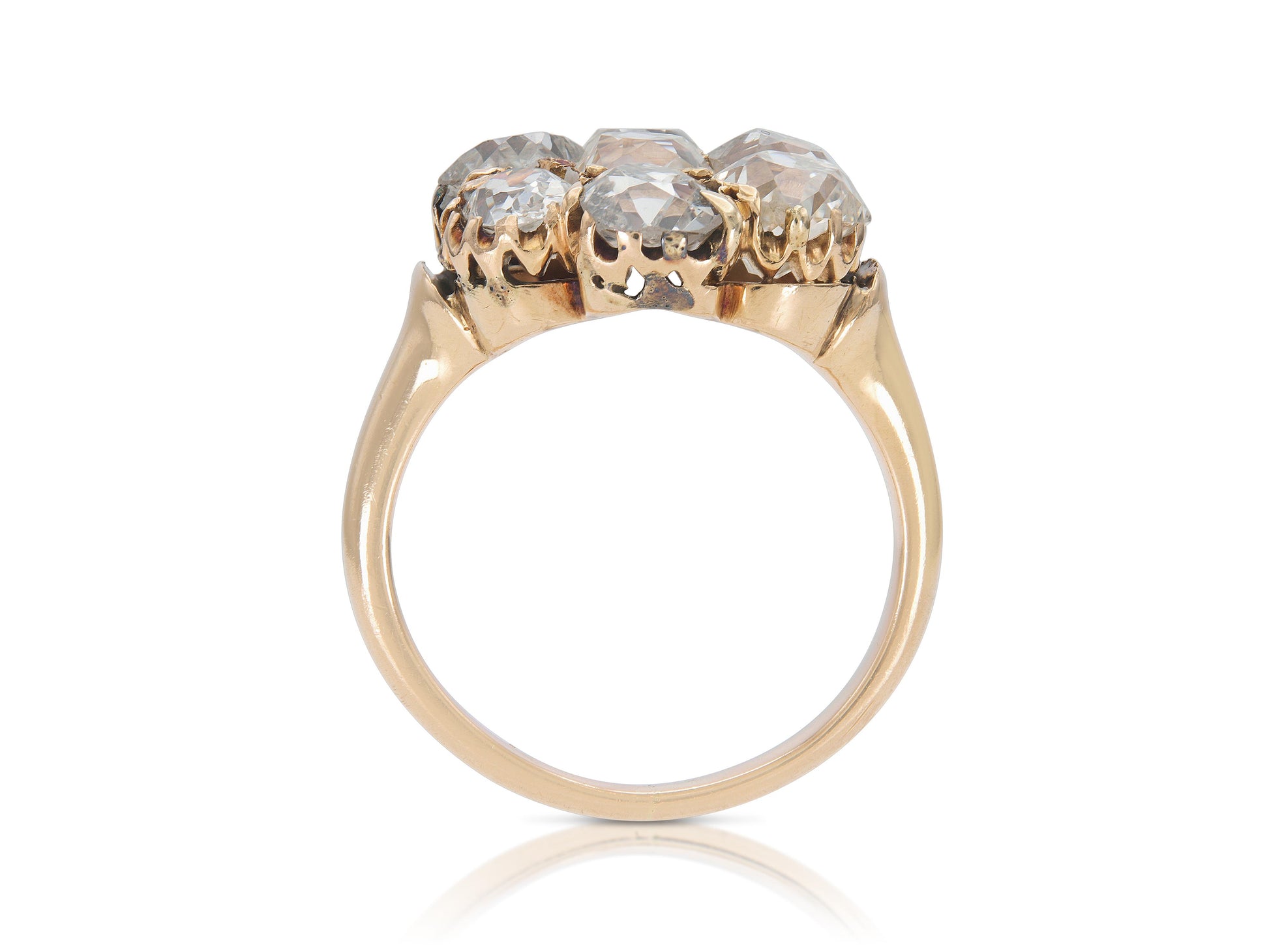 Antique Victorian 3.50 Carat Diamond Cluster Flower Ring