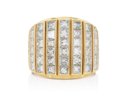 Vintage 1980s Rene Boivin 8.00 Carat Princess Cut Diamonds Gold Ring