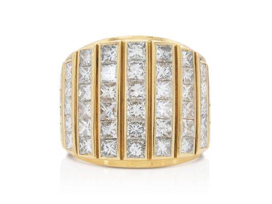 Vintage 1980s Rene Boivin 8.00 Carat Princess Cut Diamonds Gold Ring