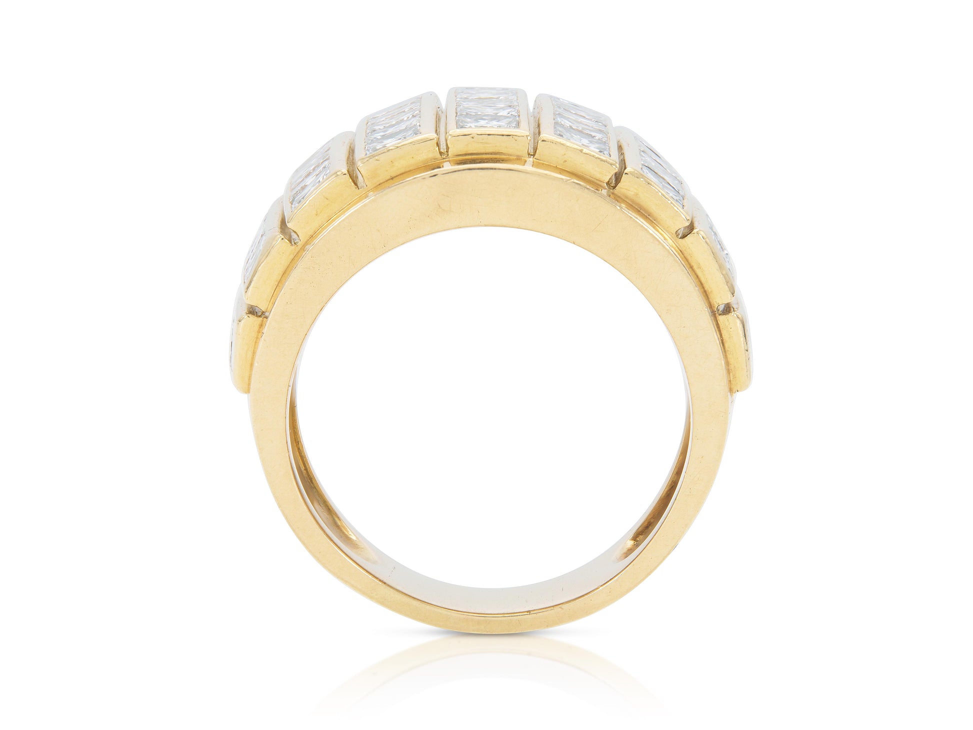 Vintage 1980s Rene Boivin 8.00 Carat Princess Cut Diamonds Gold Ring
