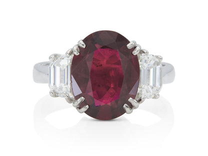 3.53 Carat Ruby Ring with Diamonds