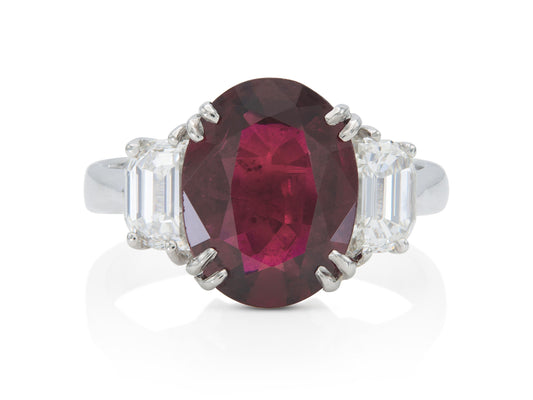 3.53 Carat Ruby Ring with Diamonds
