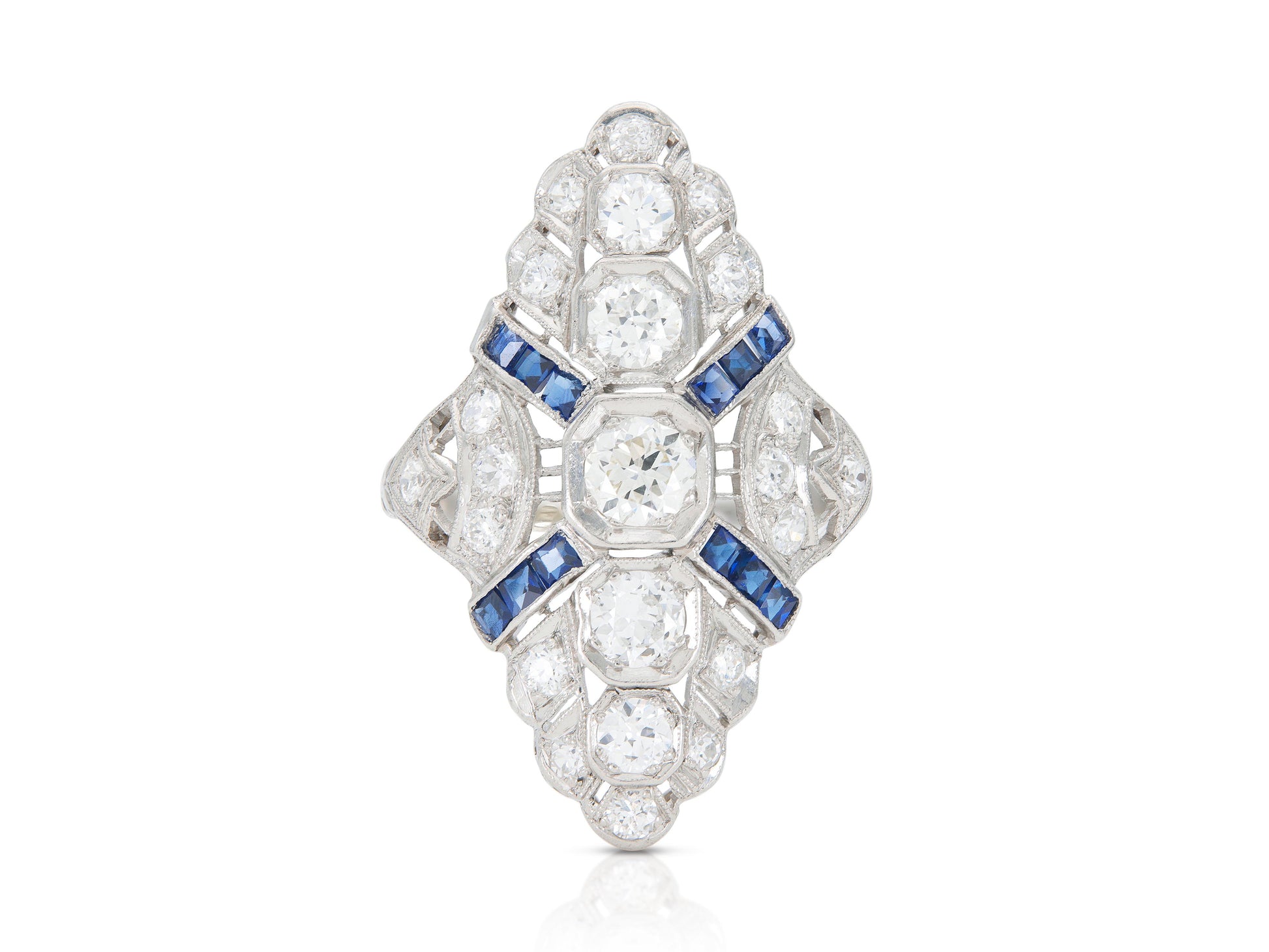 Antique Art Deco 1920s 1.80 Carat Diamond Dinner Ring with Diamonds
