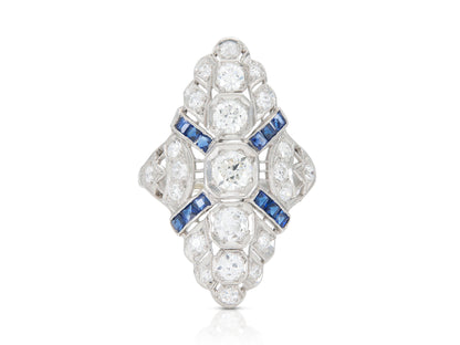 Antique Art Deco 1920s 1.80 Carat Diamond Dinner Ring with Diamonds