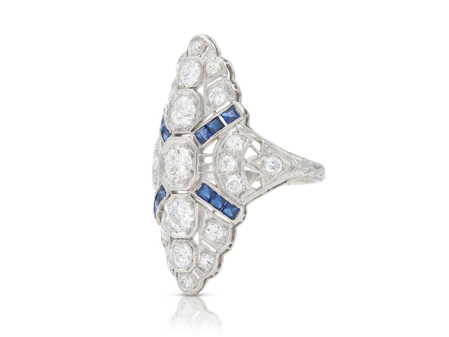 Antique Art Deco 1920s 1.80 Carat Diamond Dinner Ring with Diamonds