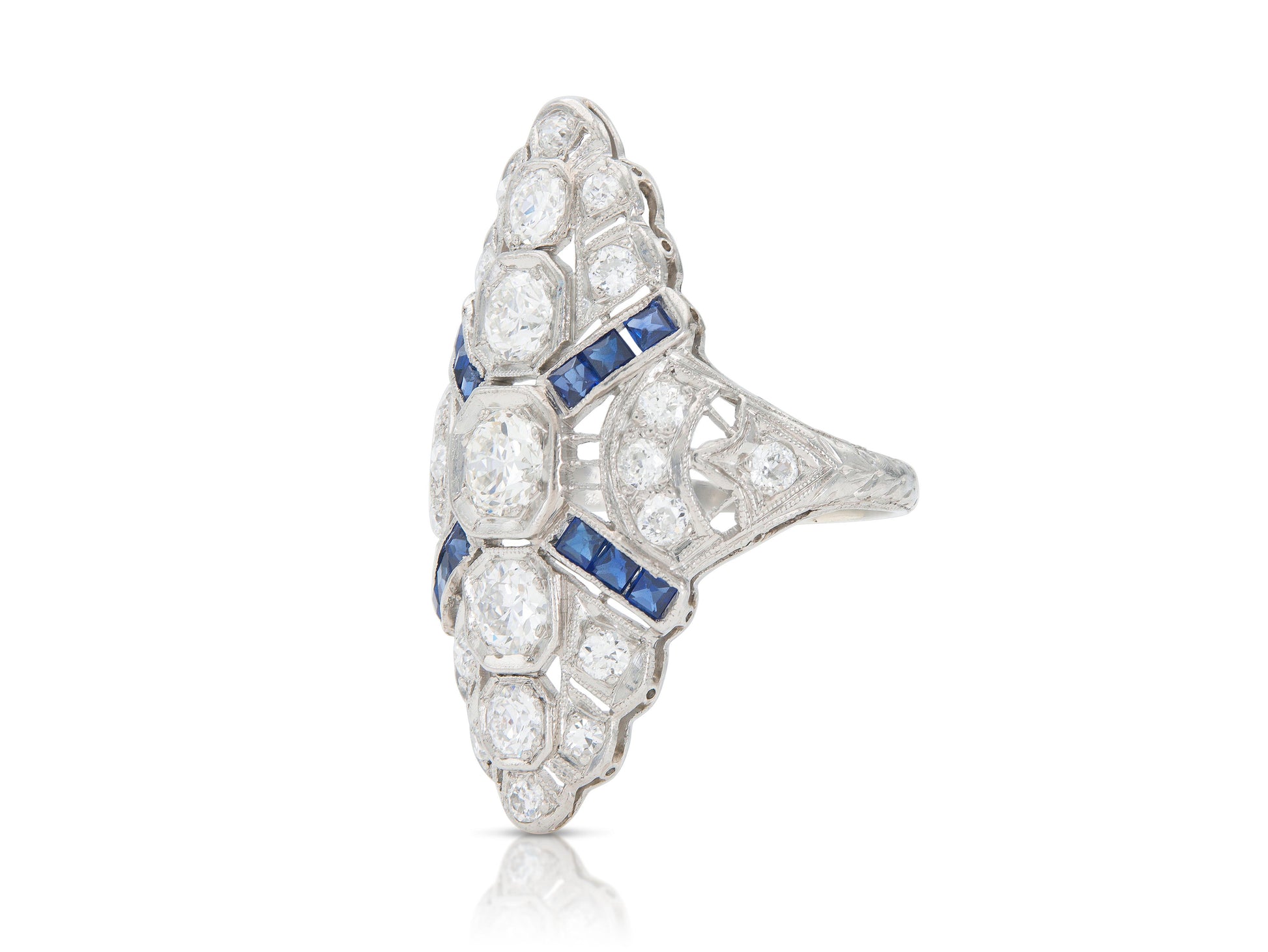 Antique Art Deco 1920s 1.80 Carat Diamond Dinner Ring with Diamonds