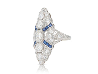 Antique Art Deco 1920s 1.80 Carat Diamond Dinner Ring with Diamonds
