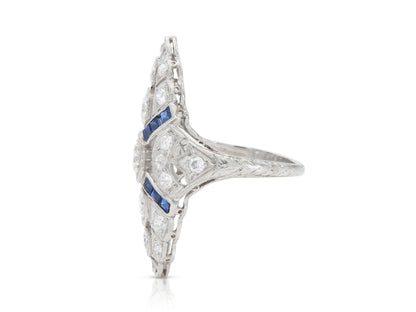 Antique Art Deco 1920s 1.80 Carat Diamond Dinner Ring with Diamonds